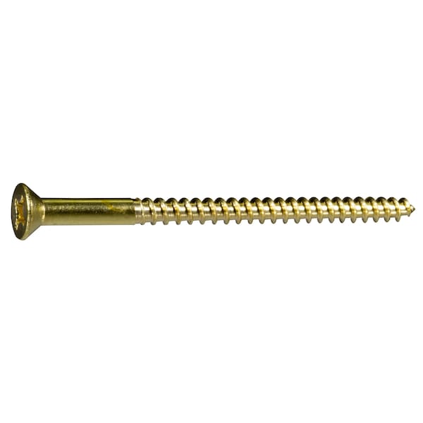 Midwest Fastener Wood Screw, #10, 3 in, Plain Brass Flat Head Phillips Drive, 100 PK 02884 - main